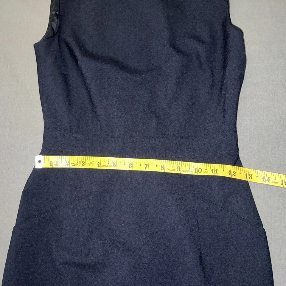 Usado en Excelente Condición Vestido Vaina Tory Burch Sin Mangas Mezcla de Lana en Azul Marino Talla 0 #0501 Foto 4 de 4