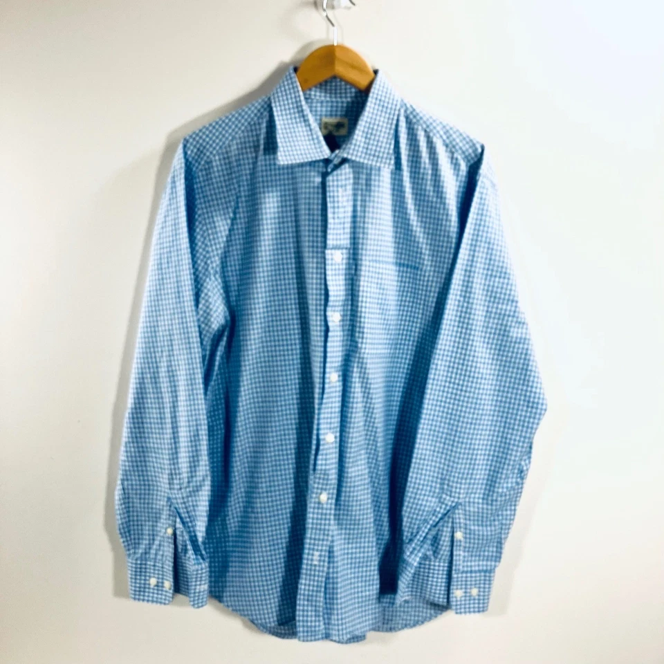 Gitman Bros Mens XL Blue Gingham Check Button Long Sleeve Shirt Ivy Preppy - Image 2 of 4
