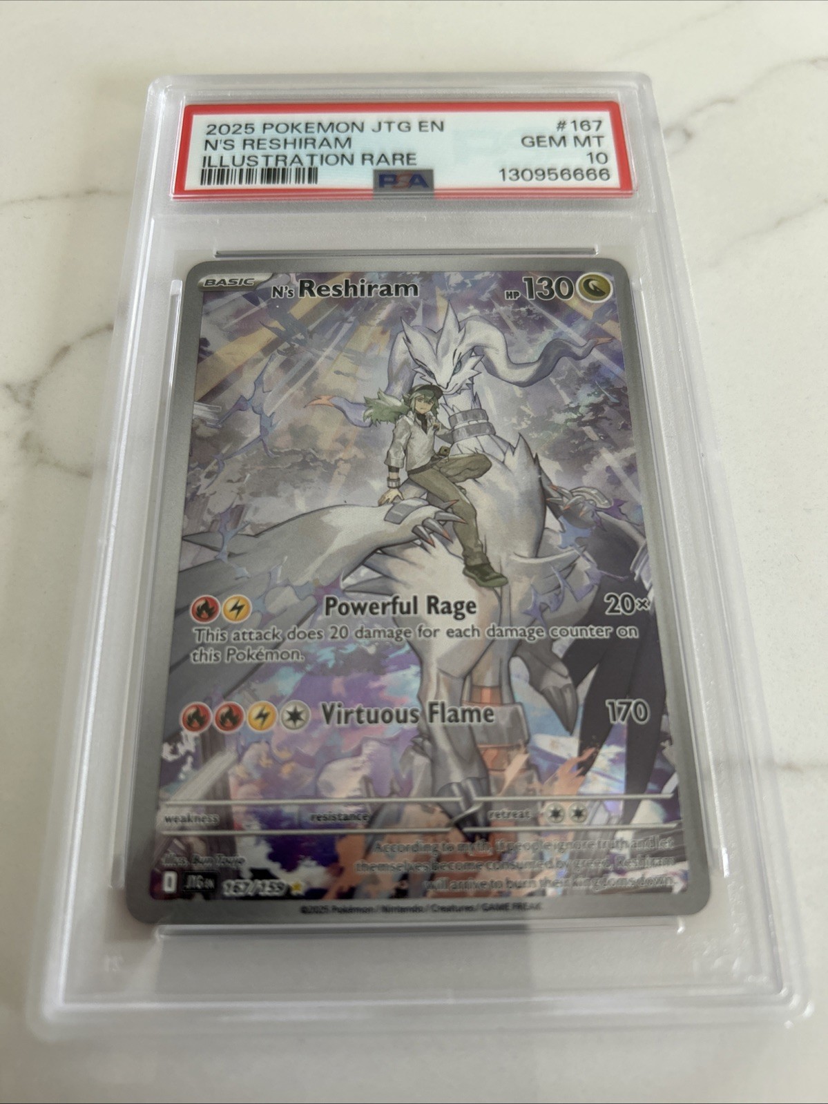 Pokémon TCG - N’s Reshiram 167/159 - Journey Together Illustration Rare - PSA 10