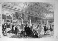 Original alter antiker Druck 1865 Dublin Internationale Ausstellung Bildergalerie