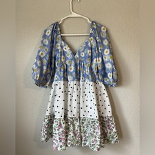 ASOS Mixed Print Tiered Mini Dress Size 6