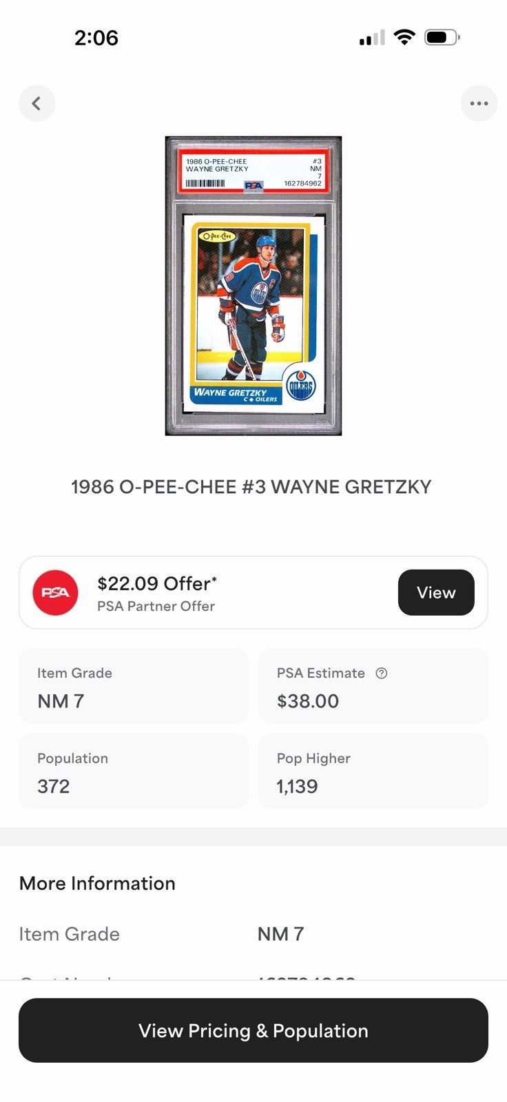 1986-1987 O-Pee-Chee Wayne Gretzky #3 PSA 7 Near Mint Edmonton Oilers HOF view 4