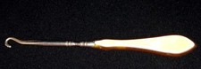 Antique 5-1/2" Celluloid-Handle Hook for Pulling Buttons on Shoes