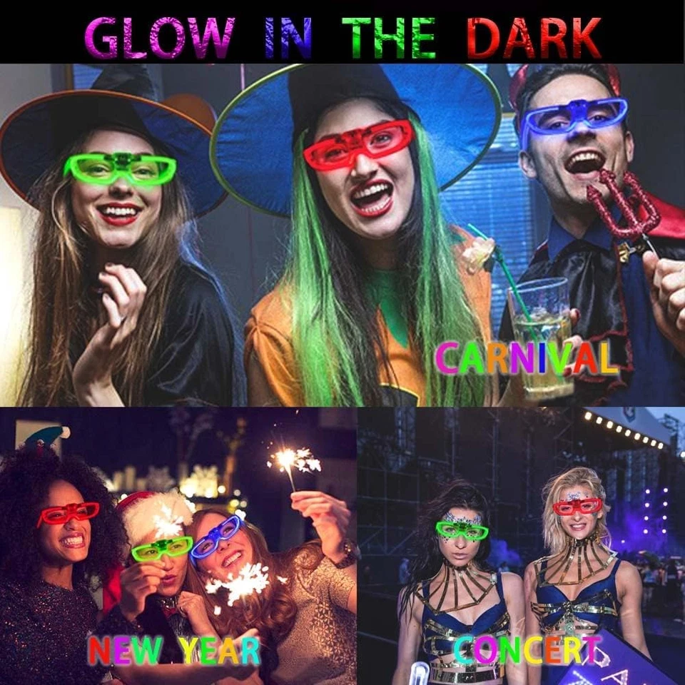 25 Packungen LED Brille Karneval Party Zubehör, 5 Neon Farben, 3 Lichtmodi Licht - Bild 4 von 4