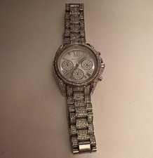 Michael Kors Women's Silver-Tone Analog Chronograph Dress Watch Metal Bracelet