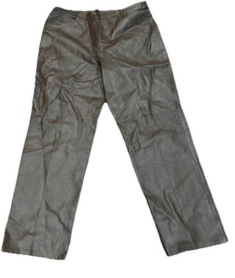 Woman s Chocolate Brown Leather Pants Metro Style Biker Party Retro Size 18