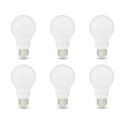 Amazon Basics A19 LED Light Bulbs, 60 Watt 6 Count (Pack of 1), Soft White