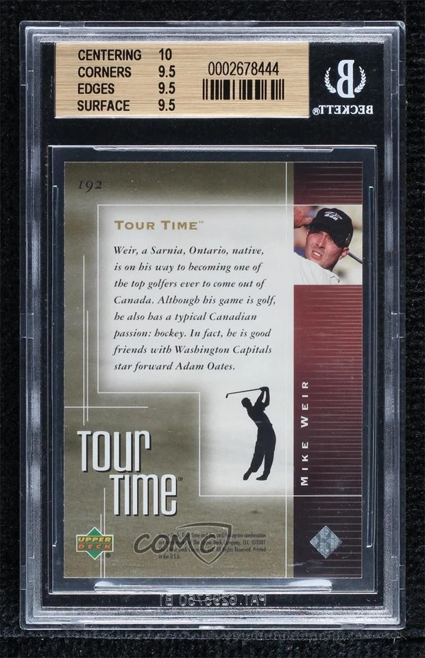 2001 Upper Deck Tour Time Mike Weir #192 BGS 9.5 GEM MINT Rookie RC - Image 2 of 2