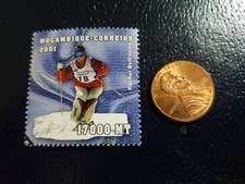 Rachel Belliveau Downhill Skier Olympics 2001 Mocambique-Correios Stamp 
