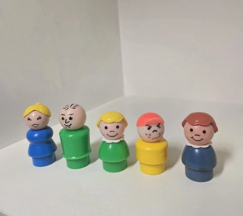 Vintage Fisher Price Little People Lot of 5 Figures ~ Girl, Boy, Man, Women