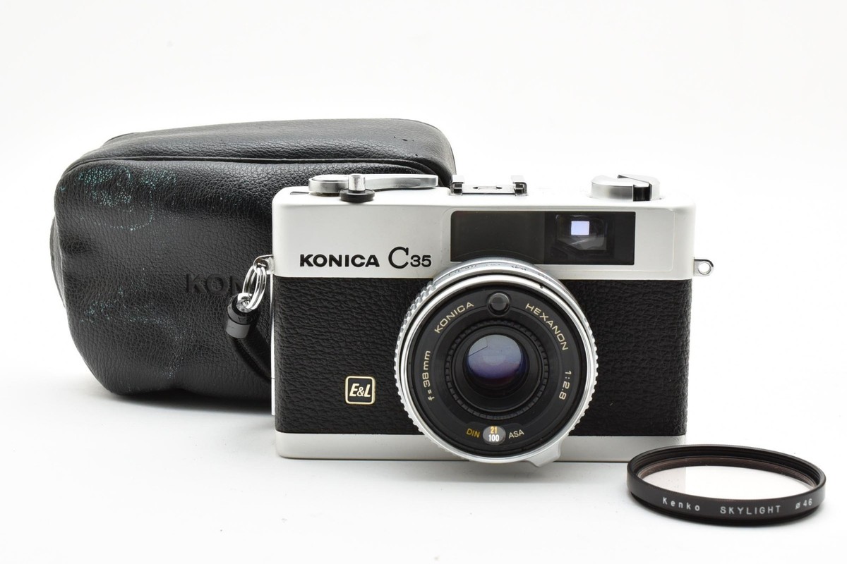 Konica コニカ C35 E＆L EL Hexanon 38mm F2.8 MINT w/Case] Konica C35 E＆L EL Hexanon 38mm F2.8 35mm Film