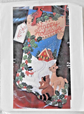  84944 BUCILLA STANZIANI "WOODLAND HOLIDAY" ANIMALS, BIRDS FELT STOCKING KIT NIP