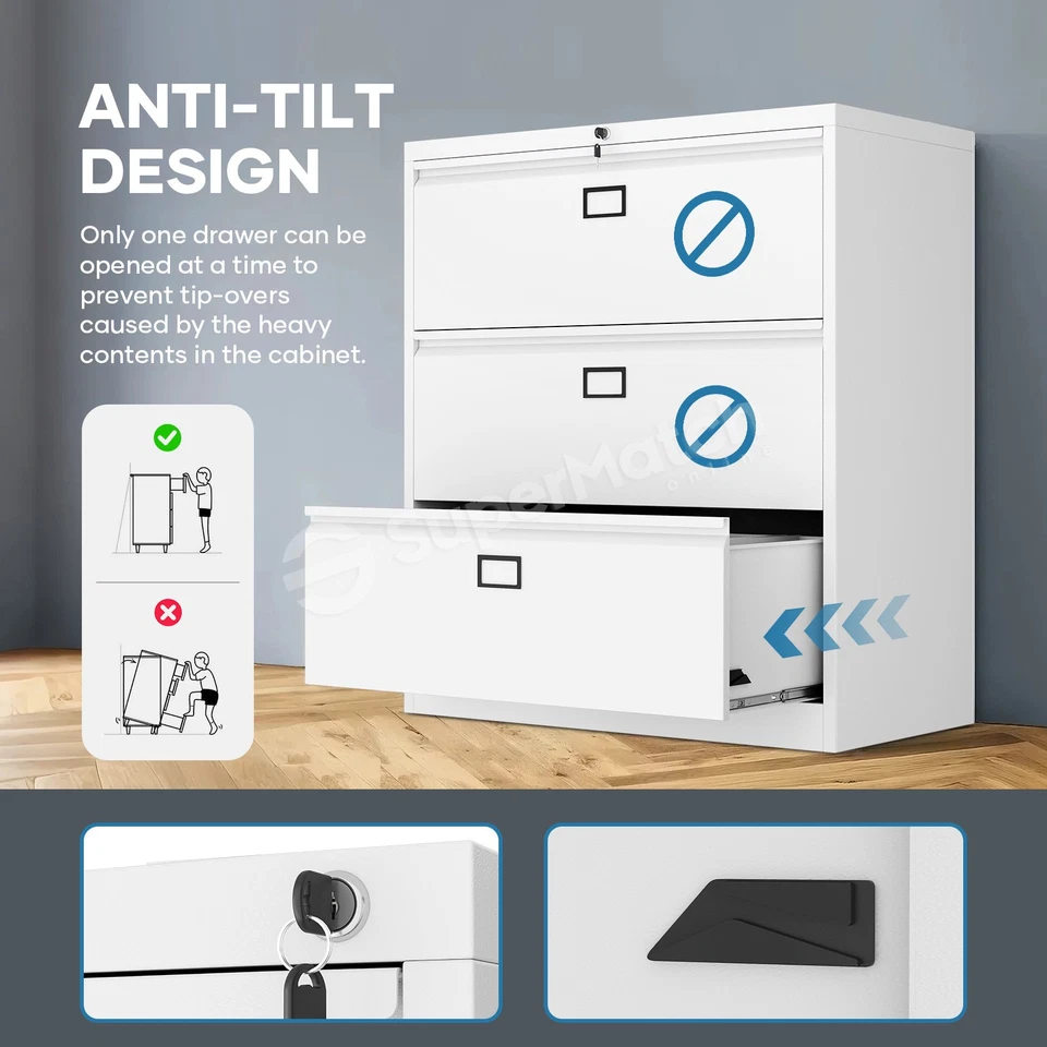 File Cabinet Steel Office Storage Metal Lockable Filing Organiser Home Furniture - image 4 of 4