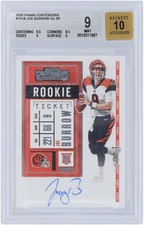 Autographed Joe Burrow Bengals Football Slabbed Rookie Card Item#14423935 COA. rookie card picture