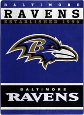 New NFL Baltimore Raven Soft Micro Raschel Large Throw Blanket 60" X 80"