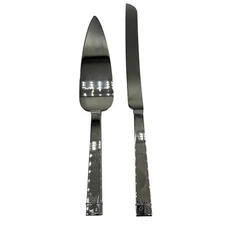 Vera Wang Stainless Steel Bow Ribbon Cake Server Knife Set Elegant Party