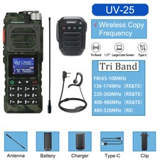 Baofeng UV-25 Walkie Talkie Long Range Tri-power Two Way Radio Bluetooth Mic US