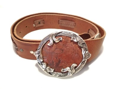 Diesel Vintage Leather Brown Belt Unisex Vintage Diesel Brown Cherry Leather Belt With Rare Buckle  main image 3