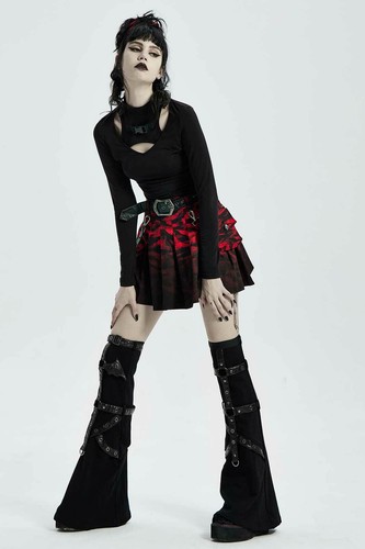 PUNK RAVE Dysfunctional Longsleeve Gothic Top Black Stretch Long Sleeve Shirt - Picture 5 of 11