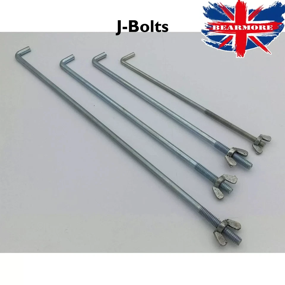 BEARMORE All Size Bright Zinc J-Bolt Battery Holder Car Truck Van Universal J Bolt