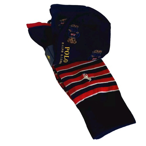Polo Ralph Lauren Men's Crew Dress Socks USA Flag Bear 2-Pack American NWT - Picture 4 of 6
