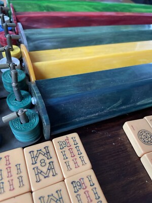 Coffret de jeu de mahjong vintage des années 1940, 148 pièces, avec étui - Jeux & Jouets