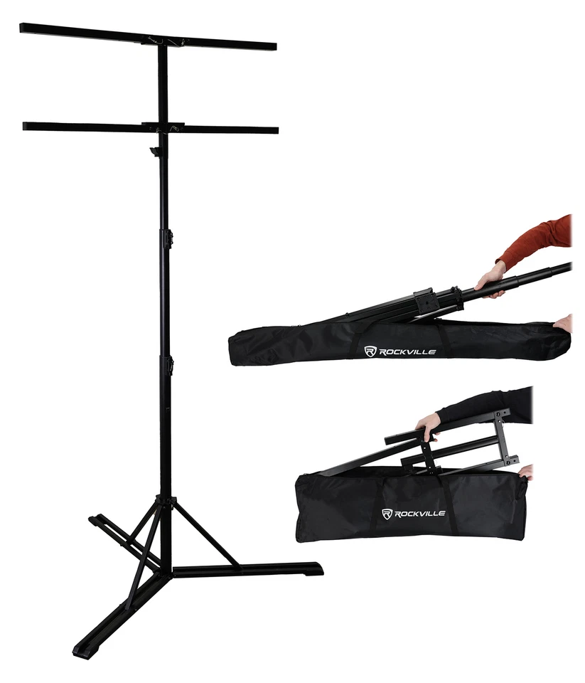 Rockville RLS6 11.5 Ft Foldable Lighting Tree Stand w/Flat-Base Legs+Carry Bag