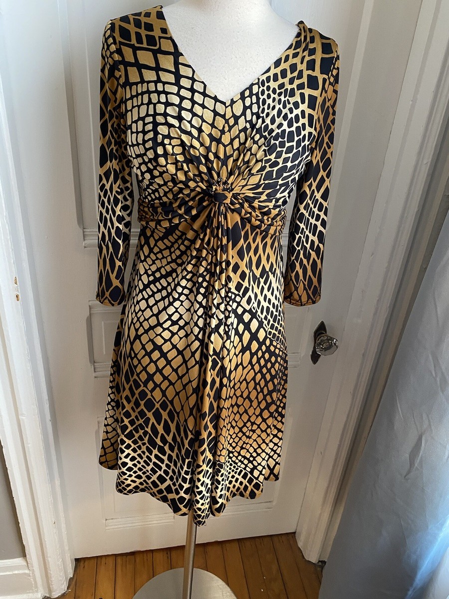 marc bouwer gold dress BLACK & DESIGN PULLOVER DRESS-SHIRRED FRONT,SLEEVES-SIZES!! Dress Length_Midi