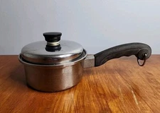 Vtg Saladmaster 18-8 Tri-Clad Stainless Steel 1 Qt Saucepan w Vapo Lid USA Read*