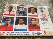 Merlin’s England 2004 6 Sticker Sheet Ashley Cole , Ricardo