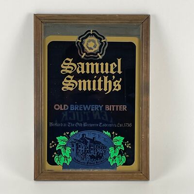 Vintage Samuel Smith's Old Brewery Bitter Framed Mirror Sign 11'' x 8'' Mancave de