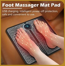 Electric foot massager pad - cordless, rechargeable, portable - 19 level EMS