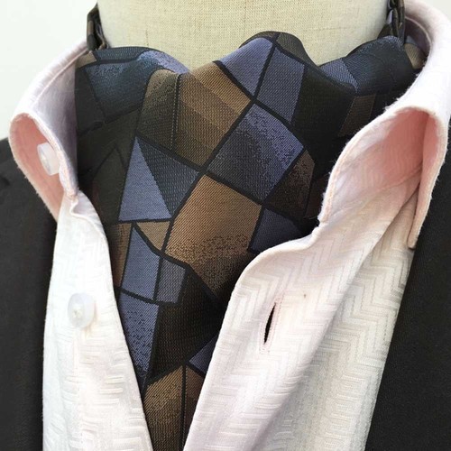 Mens Colorful Checks Paisley Floral Ties Scarves Cravat Ascot Wedding Necktie - Picture 22 of 25