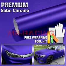 【Satin Chrome】 Purple Matte Metallic Car Vinyl Wrap Sticker Air Release Sheet