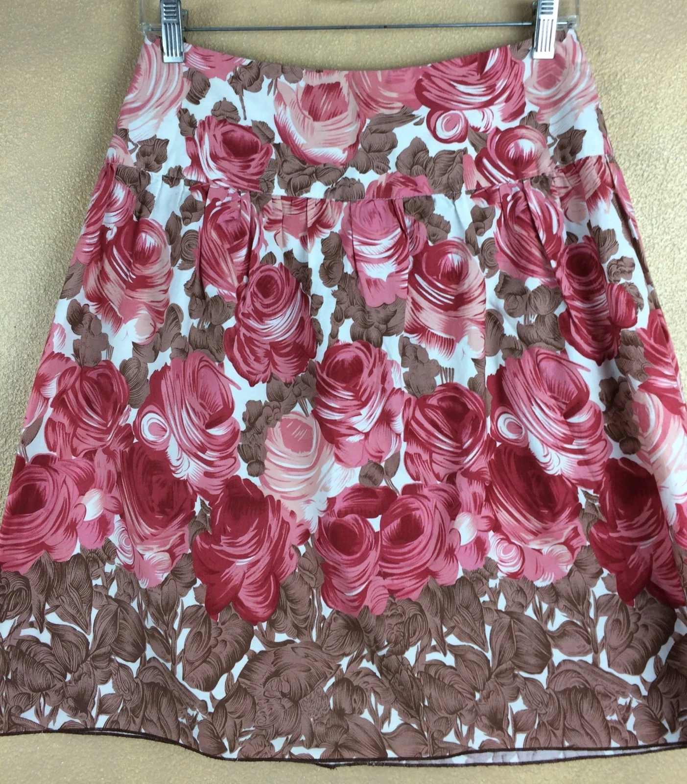 Speechless Skirt White & Coral Rose Floral Cotton Skirt Size 3