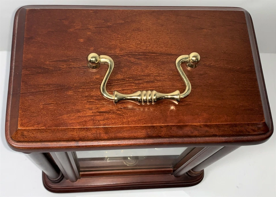 VTG Seiko QXG332BLH Rotating Pendulum 10" Wood Carriage Gold-Toned Mantel Clock - Image 2 of 4