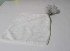 BABY SECURITY BLANKET GREY ELEPHANT ON A WHITE BLANKET