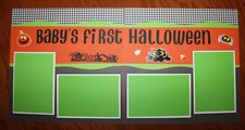 Baby s First Halloween scrapbook pages 2 each 12 x 12 handmade photo ready