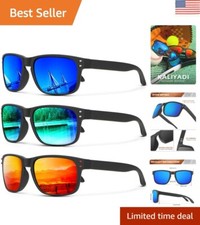 Vintage Polarized Sunglasses for Men and Women - 3 Pack Dark Blue/Green/Orange 