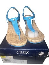 Chaps Raevyn Cork Thong Wedge Sandals Shoes Turquoise sz 7.5 Coastal Beachy