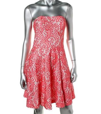 YOANA BARASCHI $289 CORAL PINK LACE STRAPLESS BUSTIER DRESS 2 NWT | eBay