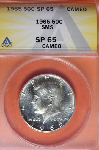 1965- ANACS 50C SP65 CAMEO SMS KENNEDY HALF DOLLAR #B41188 | eBay