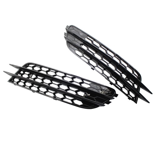 Pair Black Front Bumper Fog Light Lamp Cover Grille Grill For Audi A6 C7 2011-15 - Picture 9 of 12