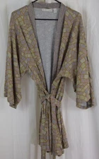 The Muses Lounge Womens Long Sleeve Geometric Printed Robe Neutral Multi Size 1X