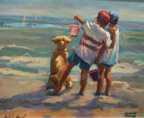 Lucelle Raad "Shipmates" Signed & Embellished Giclee on Canvas Framed Art New - Picture 2 of 3