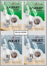 A4 Water Slide Decal Paper Sheets White and Clear- Inkjet and Laser