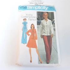 Simplicity 7258 Two Piece Dress Top Pants Pattern Size12 Cut