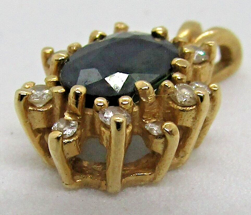 September Birthstone Pendant Blue Sapphire in Yellow Gold Plated - Picture 4 of 8