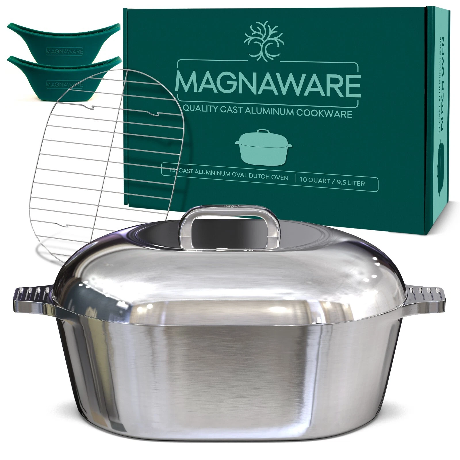 MAGNAWARE Quality Cast Aluminum Oval Dutch Oven - 10 QT 15" *Like MAGNALITE*
Opens in a new window o
