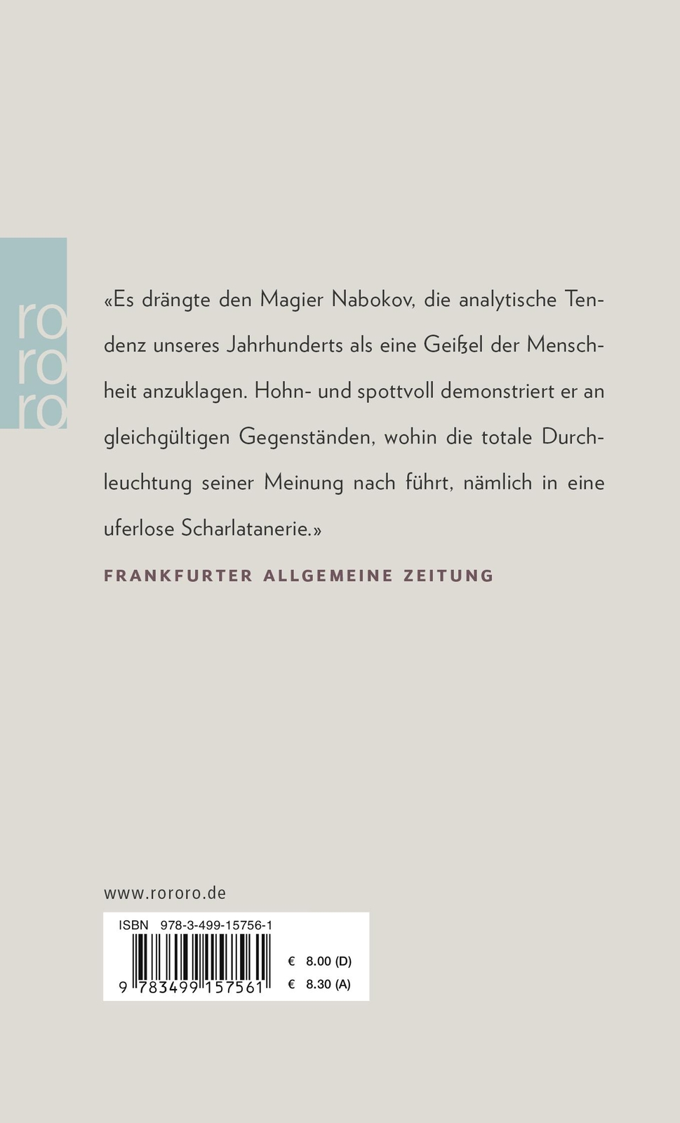 Thumbnail - Vladimir Nabokov / Durchsichtige Dinge / 9783499157561